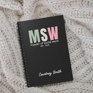 Personalized Notebook for Social Workers, Custom Gift Journal, MSW Graduation, Social Worker Appreciation Gift