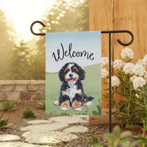 Bernedoodle Garden Flag, Cute Dog Flag for Outdoor Decor, Perfect for Doodle Moms and Dog Lovers