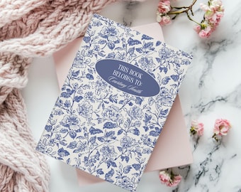 Blaues Toile Journal, Brautjungfer Geschenke personalisiert, kundenspezifisches Blumen Notizbuch für Frauen, Brautpartygeschenk, elegante Brautjungfer Vorschlag-Idee