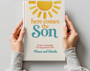Here Comes the Son Baby Shower Guest Book, Personalized Advice Notebook for New Parents, Keepsake Memories