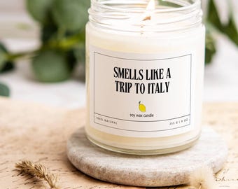 Vela con aroma a viaje a Italia, regalo único para viajeros en Italia, vela sorpresa para viajeros.
