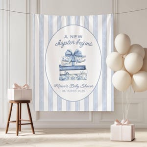New Chapter Baby Shower Backdrop, Custom Storybook Welcome Sign, Personalized Banner, Book Themed Shower, Storybook Shower, Once Upon a Time image 1