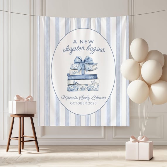 New Chapter Baby Shower Backdrop, Custom Storybook Welcome Sign, Personalized Banner, Book Themed Shower, Storybook Shower, Once Upon a Time