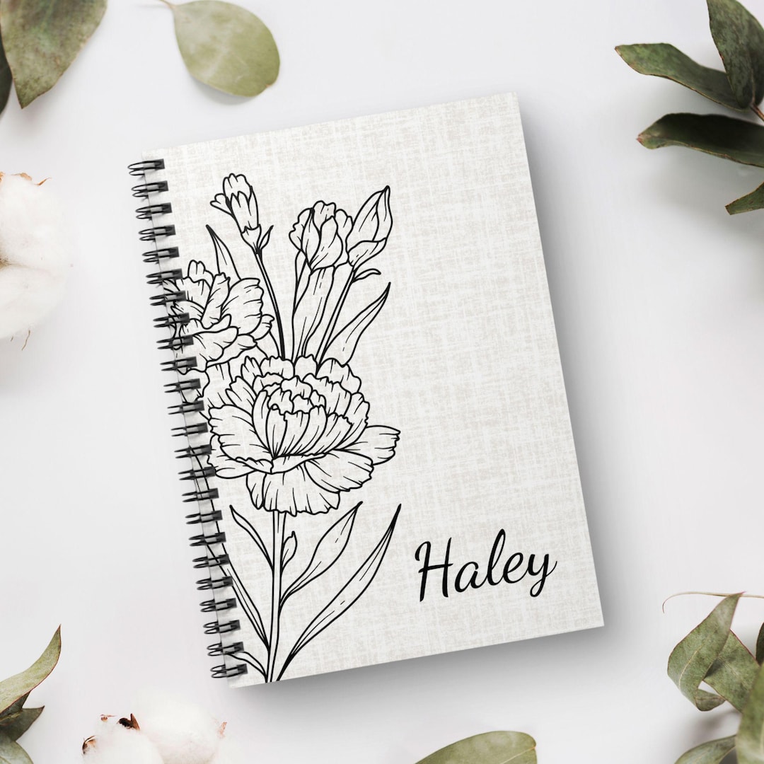 Spiral Notebook With Birth Flower, Custom Birth Flower Journal ...
