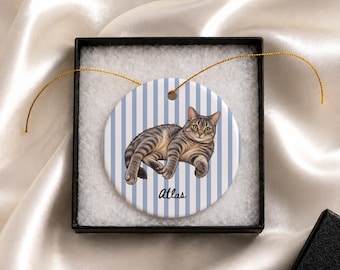 Custom Pet Photo Ornament with Gift Box, Personalized Dog Cat Picture Ornament, Pet Memorial Christmas Ornament, Dog First Christmas Gift