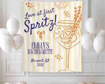 Tapiz de despedida de soltera, Amor a primera vista, Banner personalizado para despedida de soltera, Decoración divertida para fiestas, Fondo fotográfico personalizado, Temática italiana