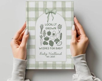 Locally Grown Baby Shower Guest Book, Personalized Keepsake for New Parents, Custom Wishes for Baby, Unique Sign In Journal for Baby Showers