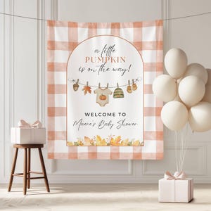 A Little Pumpkin is on the Way Banner, Fall Baby Shower Welcome Sign, Autumn Decor, Cute Pumpkin Party Banner