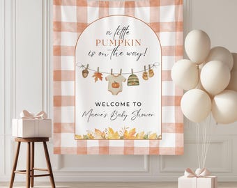 A Little Pumpkin is on the Way Banner, Fall Baby Shower Welcome Sign, Autumn Decor, Cute Pumpkin Party Banner