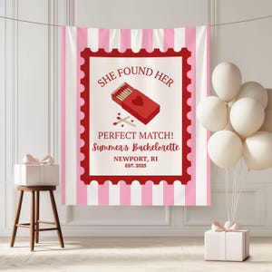 Perfect Match Bachelorette Banner, Custom Party Decor, She Found Her Match Sign, Bridal Shower Backdrop