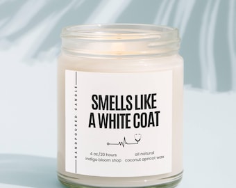 Smells Like a White Coat Candle, Funny Medical Student Gift, Doctor Gift, White Coat Ceremony Keepsake, Match Day