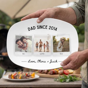 Photos vintages d'assiette à griller pour papa, plateau à griller personnalisé pour la fête des pères, cadeau barbecue unique pour papa et grand-père, souvenir personnalisé