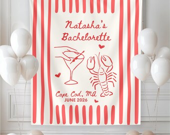 Found Her Lobster Bachelorette Banner, Beach Bach Decor, Maine Cape Cod Newport, Bride Photo Backdrop, She's a Catch Bach Party