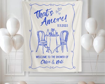 That's Amore Bridal Shower Backdrop, Italian Decor Banner, Custom Tapestry for Engagement Party Celebrations