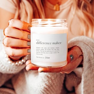 Difference Maker Candle Personalized Thank You Gift for Coworker Boss Nurse Teacher Manager Colleague Mom