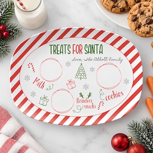 Personalized Santa Cookie Plate, Kids Christmas Eve Tray, Custom Milk and Cookies Set, Carrot Reindeer Treats, Unique Holiday Gift
