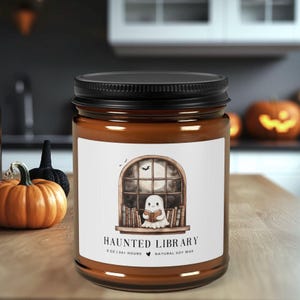 Haunted Library Candle Spooky Decor Gifts for Readers Halloween Candle Book Lovers Gift