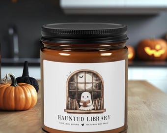 Haunted Library Candle Spooky Decor Gifts for Readers Halloween Candle Book Lovers Gift