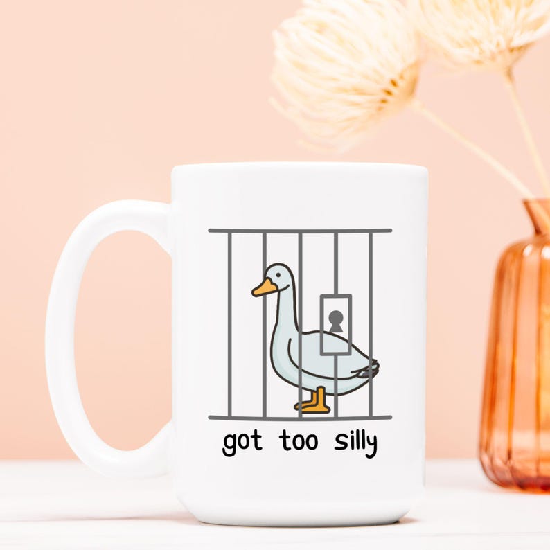 Got Too Silly Goose Mug - Funny Goose Gift - Cute Coffee Mug - Sarcastic Humor - Funny Meme Mug- Quirky Gift for Friends - Hilarious Goose 15 Fluid ounces