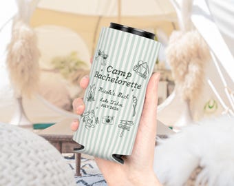 Camp Bachelorette Can Cooler, Cabin Bach Party, Camping Koozie, Camp Themed Bridal Party Favors, Cabin Crew Drink Holder