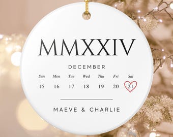 Cadeau de calendrier d'ornement de mariage, ornement de date de mariage personnalisé, souvenir d'anniversaire personnalisé pour les jeunes mariés