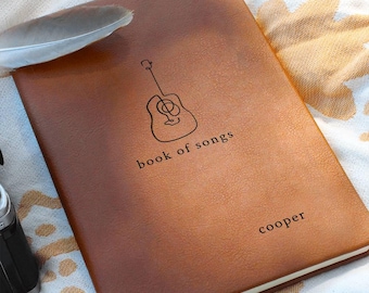 Songwriter Journal, Personalized Music Diary, Custom Gift for Musicians, Lined Leather Notebook for Song Writing Ideas, Birthday Christmas