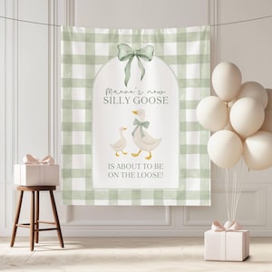 Silly Goose Baby Shower Backdrop, Adorable Goose Party Decor, Little Goose Theme, Vintage Goose, Fun Celebration Photo Props image 1
