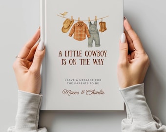 Cowboy Baby Shower Guest Book, Custom Baby Keepsake, Wishes for Baby, Little Cowboy Decor, Personalized Gift