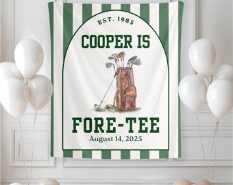 40th Golf Birthday Banner, Customizable Golf Party Decor, For-Tee, Partee, Fun Birthday Sign, Perfect for Golf Lovers
