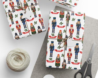 Nutcracker Gift Wrap Vintage Toy Soldier Christmas Wrapping Paper Holiday Gift Wrap Roll