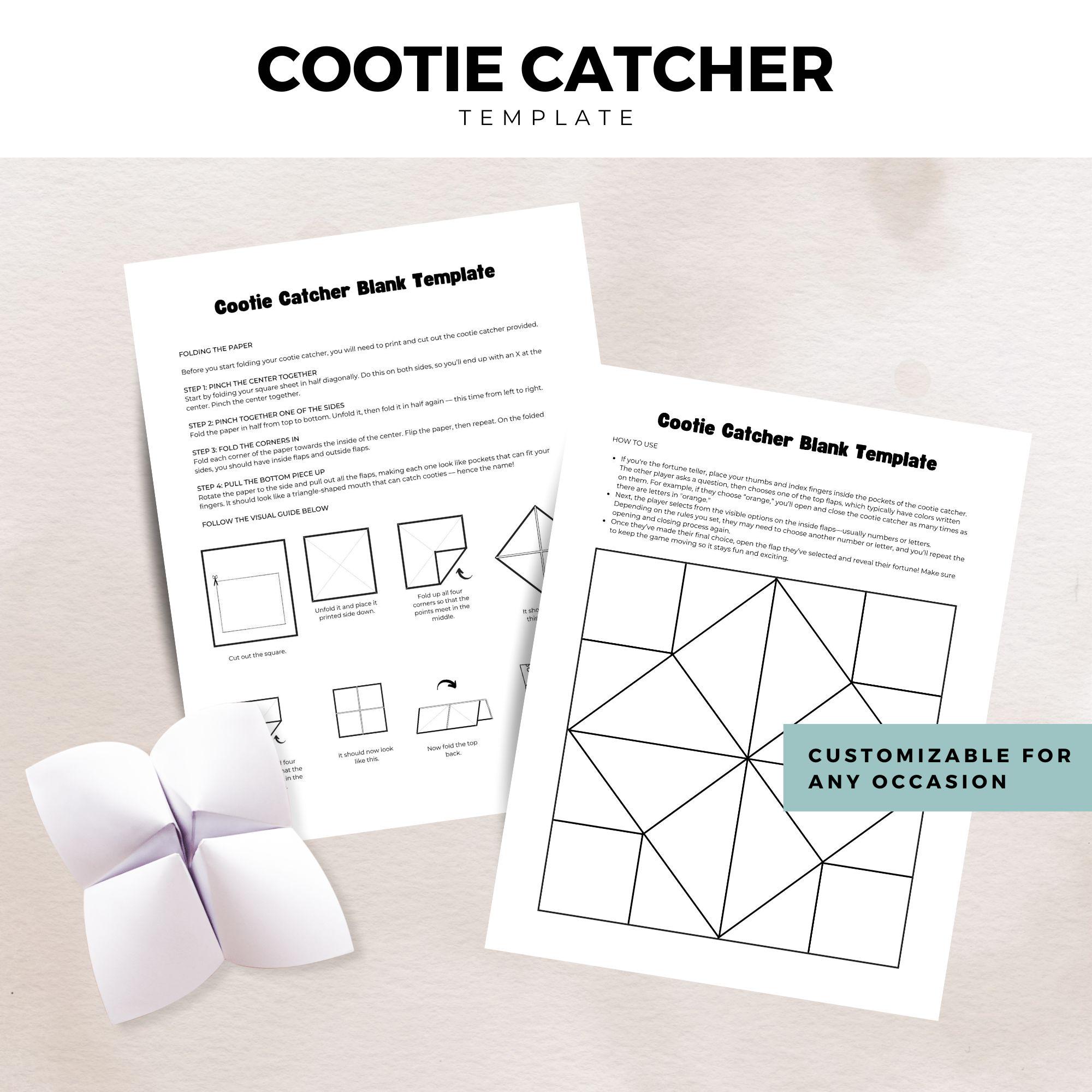 Editable Cootie Catcher Template Printable Cootie Catcher Template Printable Kids Game Fun Fortune Teller Fortune Teller Template