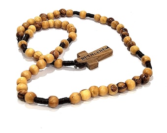 Handmade Olive Wood Rosary: Bethlehem Catholic Prayer Beads