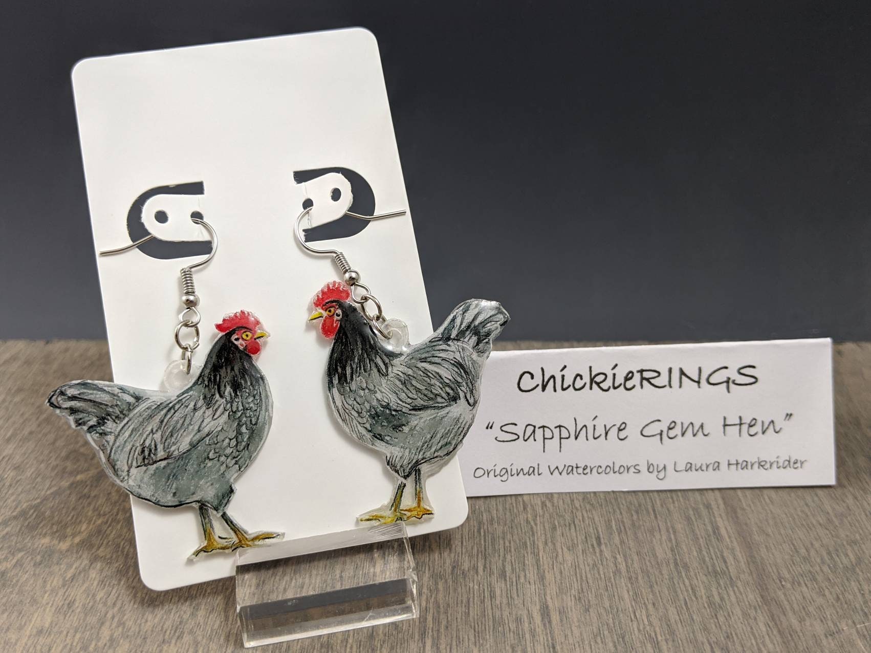 Sapphire Gem Hen Sapphire Gem Hen Earrings Backyard Chicken Gifts Backyard Flock Urban Farmer