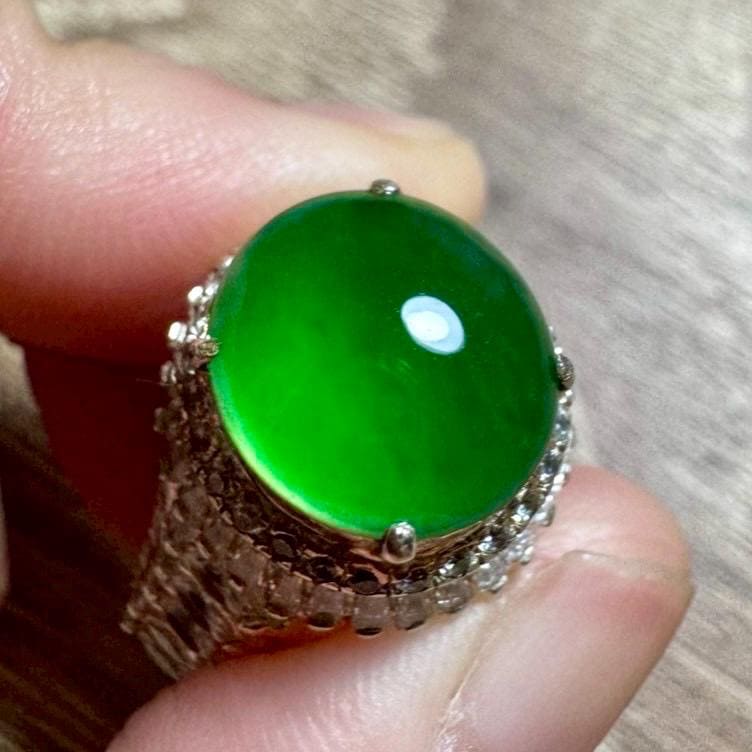 カボション翡翠の指輪 - Etsy 日本