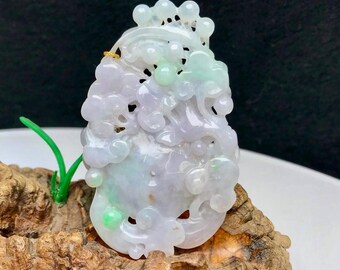 Burmese Jadeite Pendant: Pink & Green Ruyi Donut Design (25.65g)