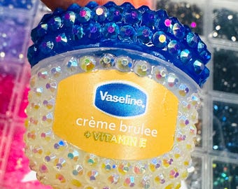 Mini Vaseline Lip com Strass, Estilo Terapia, Bálsamo Labial Y2K, Brilho Fofo para Bolso