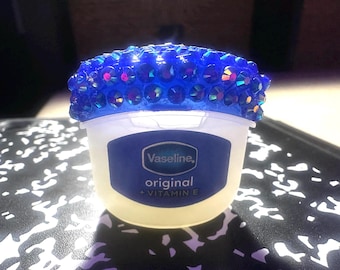 Mini Vaseline Lip com Strass, Estilo Terapia, Bálsamo Labial Y2K, Brilho Fofo para Bolso