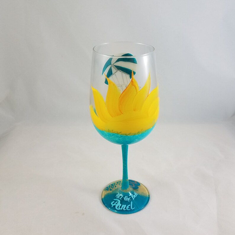 Beach Chair and Umbrella Hand Painted Wine Glass Etsy
