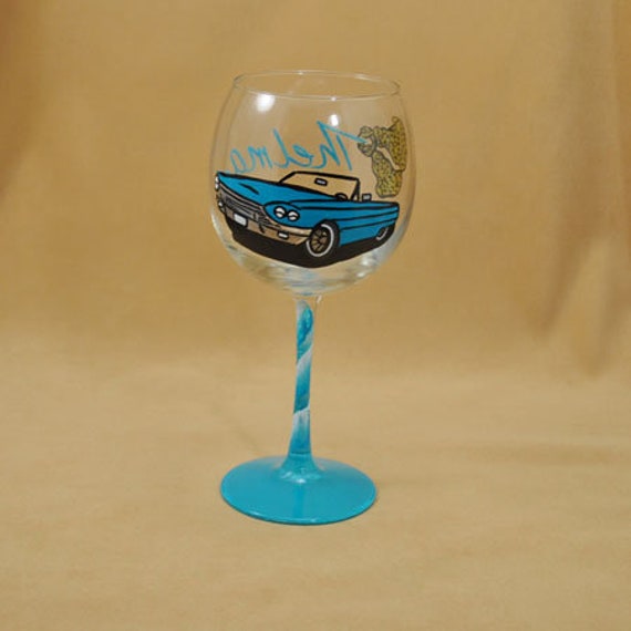 Cars Pattern Hand Painted Wine Glass