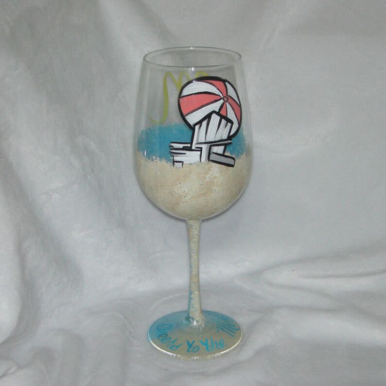 Beach Chair and Umbrella Hand Painted Wine Glass Etsy
