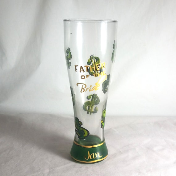 Father of the Bride Hand Painted Pilsner Glass