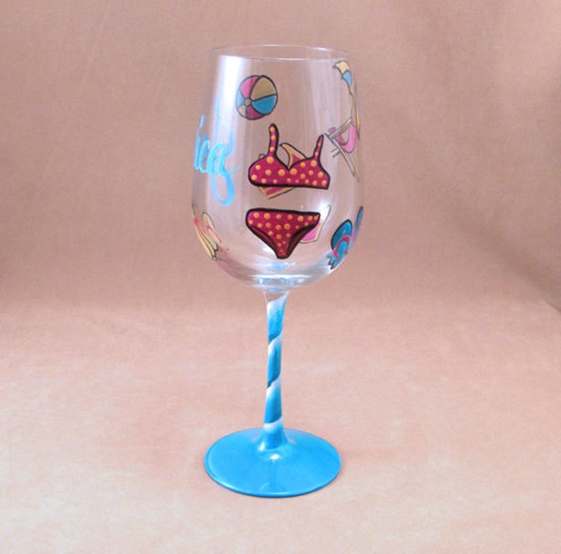 Beach Theme Hand Painted Wine Glass Etsy