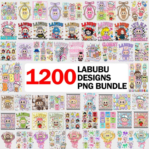 1200+ Labubu Character PNG Designs Bundle (Digital Download)