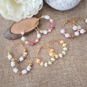Earrings, hoop earrings, gold, Heishi beads, several models, women's jewelry