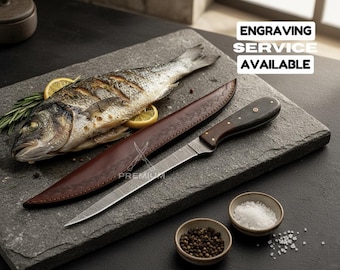 13" Custom Handmade Damascus Steel Fishing Fillet Knife Gift For Dad Gift For Husband Hunting Knife Christmas Gift For Friend Groomsmen Gift