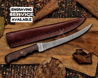 13" Custom Handmade Damascus Steel Fishing Fillet Knife Gift For Father Personalized Knife Hunting Knife Gift For Groomsmen Birthday Gift