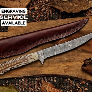 13&quot; Custom Handmade Damascus Steel Fishing Fillet Knife With Pine Cone Handle Gift For Husband Groomsmen Gift Birthday Gift Christmas Gift