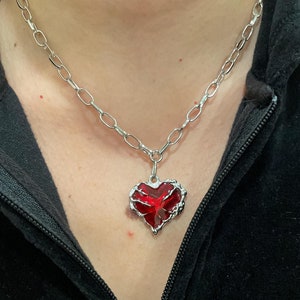 Gothic Heart Necklace, Couple Necklace, Romantic Jewelry, Vampire, Victorian, Heart and Sword Necklace, Valentine&#39;s Day, Gifts for Her