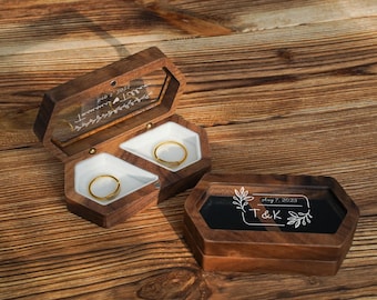 Wedding Ring Box, Engagement Ring Holder, Unique Ring Bearer for Couple, Personalized Anniversary Gift, Married Ring Box for Her, Proposal