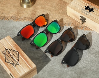 Regalos personalizados para padrinos de boda, gafas de sol personalizadas para hombre con caja de madera, regalos para padrinos de boda, regalo para padrinos de boda, gafas de sol de madera, regalo de Navidad.